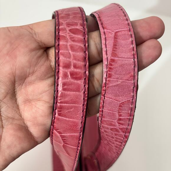 Kate Spade Pink & Gold Hardware Leather Croc Embossed Satchel Shoulder Hand Bag - Picture 11 of 12